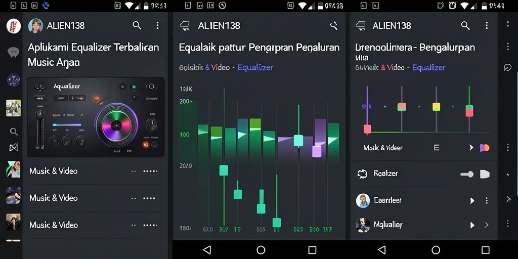 Tampilan antarmuka ALIEN138 yang modern dan fungsi Equalizer yang intuitif.