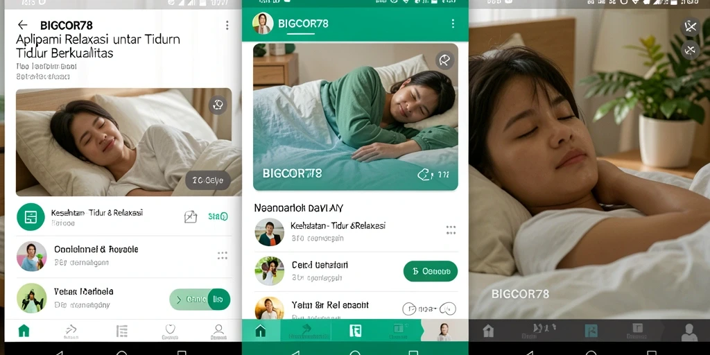 Antarmuka aplikasi BIGCOR78 yang nyaman dan menenangkan untuk tidur.