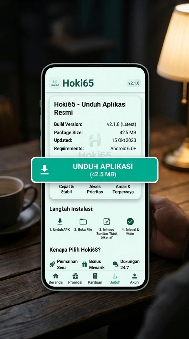 Tampilan halaman APK hoki65