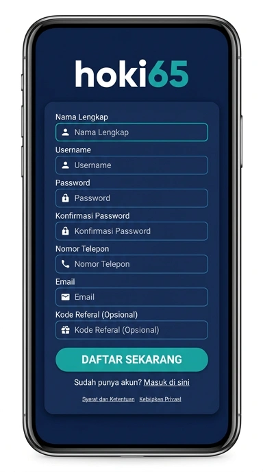 Tampilan halaman daftar hoki65