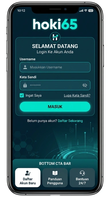 Tampilan halaman login hoki65